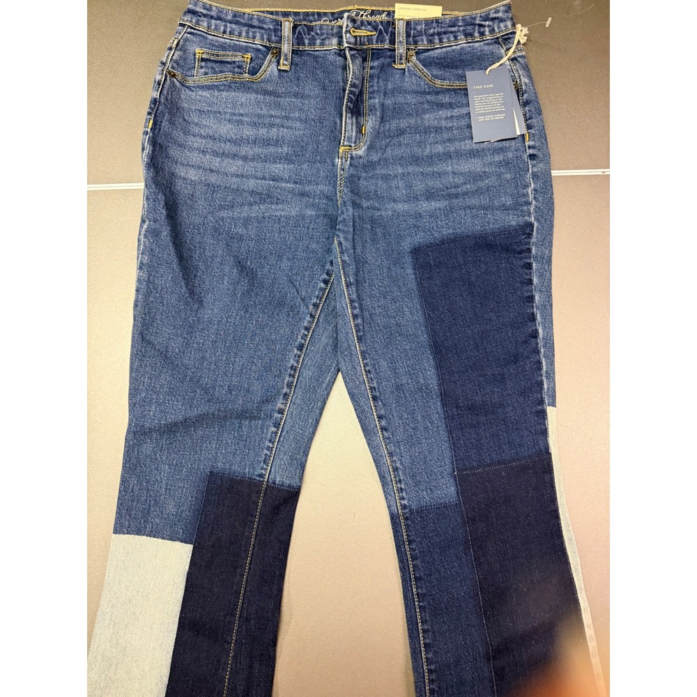 Universal Thread Patchwork Raw Hem boho Y2K Jeans Blue 8/29R NWT denim stretch